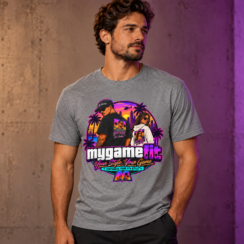 Model wearing My Game Fit Gray T-shirt